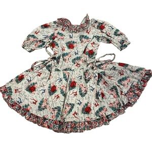 VTG 1990s MouseFeathers Floral Rose Bows Buttons Short Sleeved 6X Church Spring